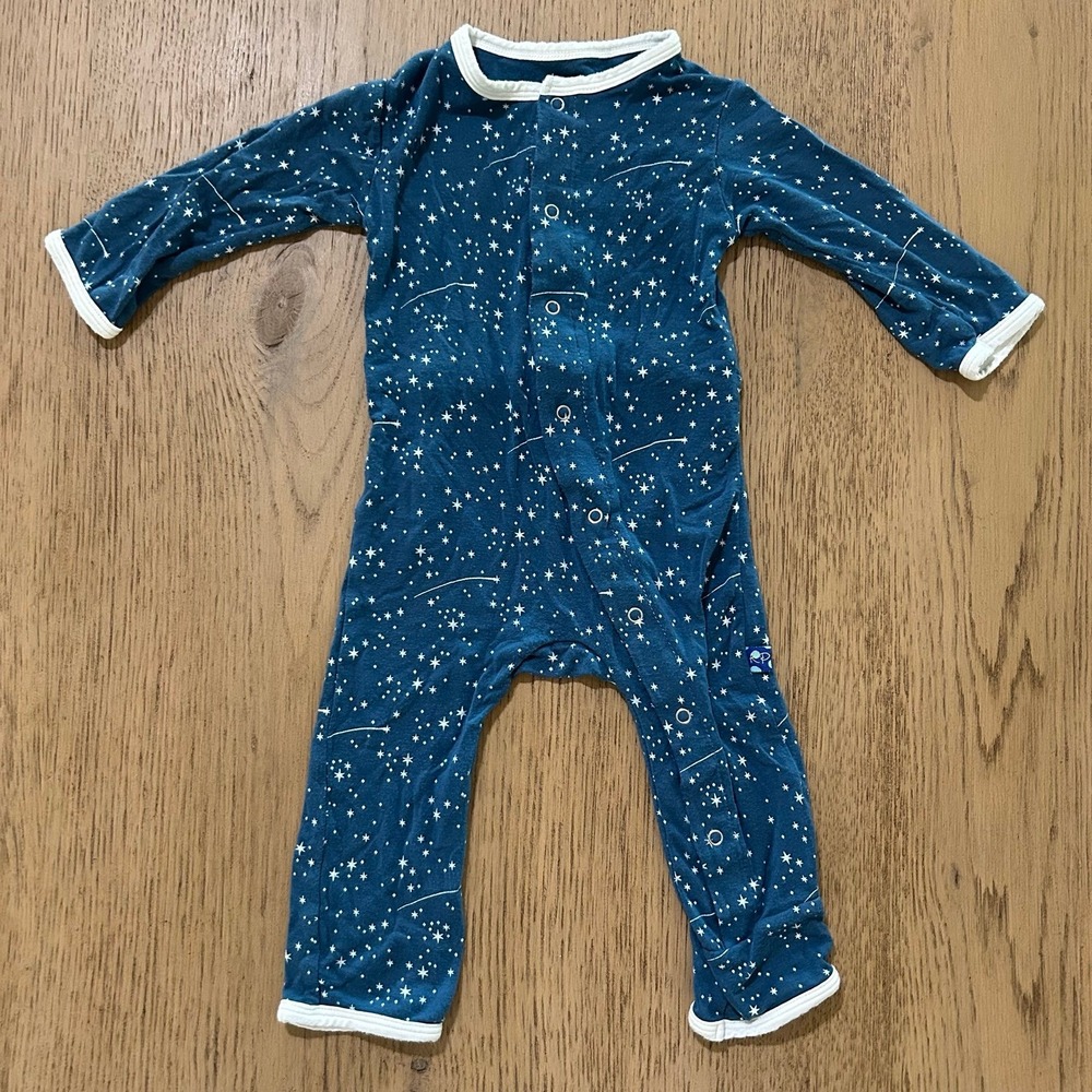 KicKee Pants Baby Snap Sleeper 6-9 Months Navy Blue Star Pattern